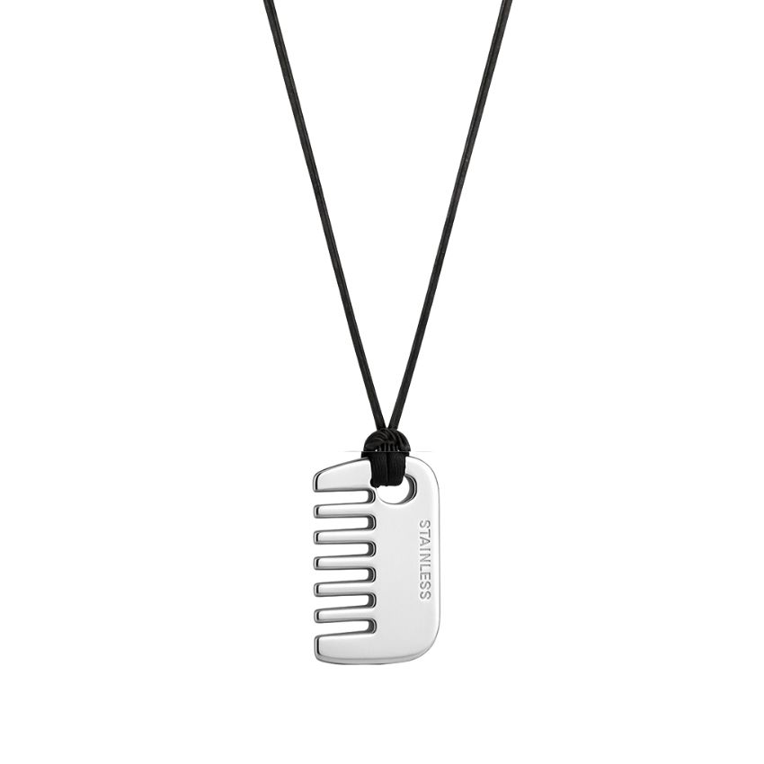 Black Cord Necklace with Comb Pendant Minimalist Korean Style Brass Jewelry Wholesale Gift